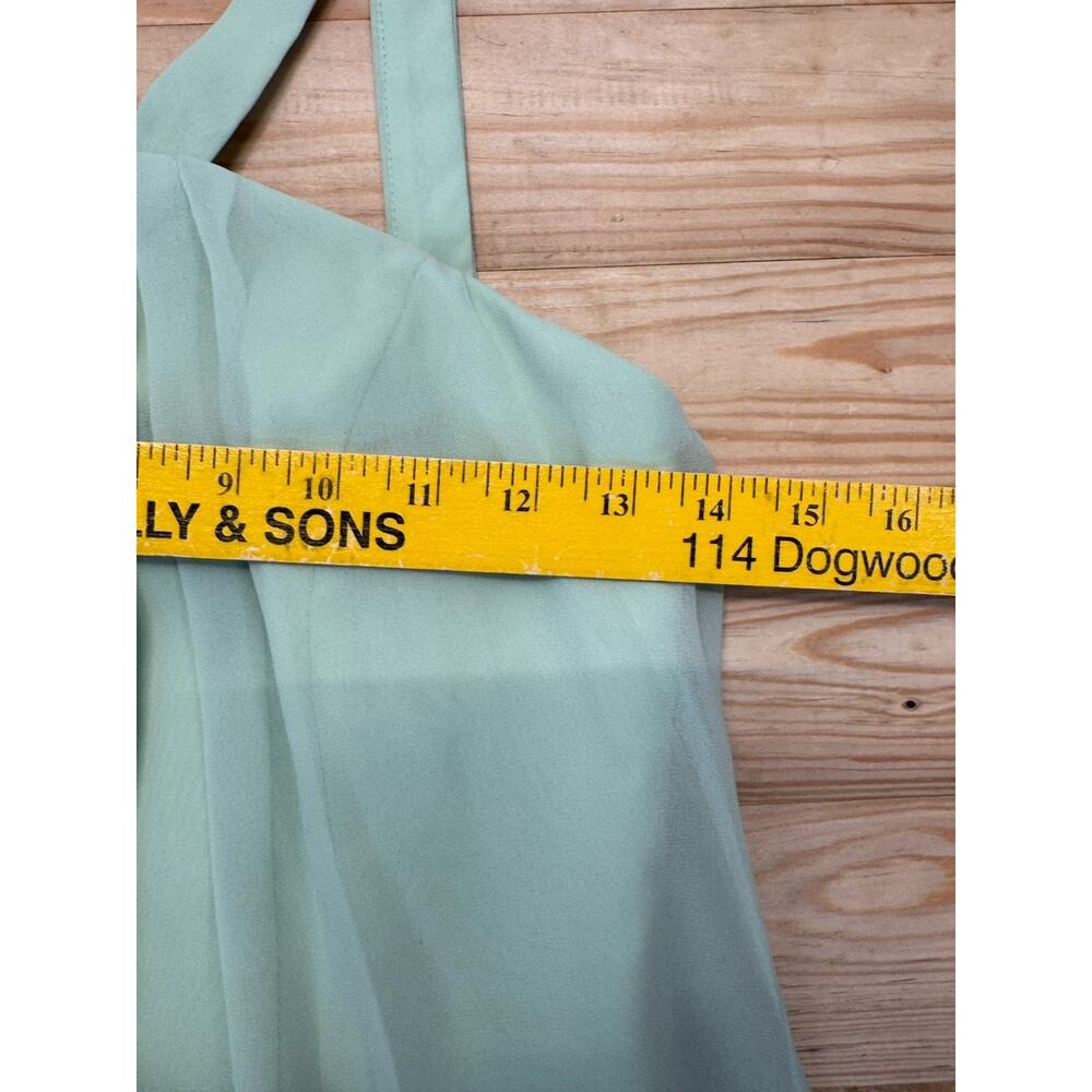 B2 Women's Green Satin Halter Crepe Back Mini Dress Size 2 - Picture 9 of 11